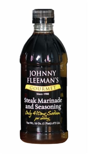 Johnny Fleeman's Low in Salt Gourmet Steak Marinade and Seasoning Perspective: front