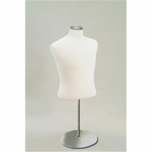 BFHM-C-M Male Jersey Metal Half Form with Metal Round Countertop Base & Neck Block Perspective: front