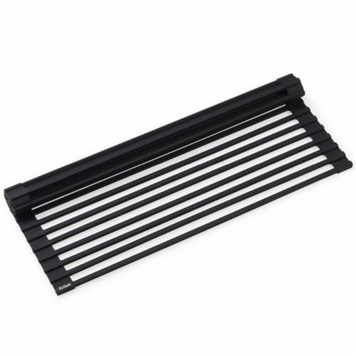 Multipurpose Over Sink Roll-Up Dish Drying Rack, Black Perspective: front