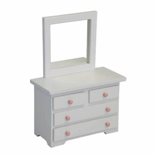 Wooden Doll Mirror Dresser, White Perspective: front