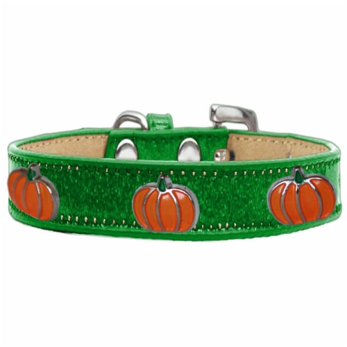 Pumpkin Widget Ice Cream Dog Collar, Emerald Green - Size 16 Perspective: front