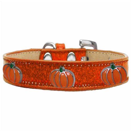 Pumpkin Widget Ice Cream Dog Collar, Orange - Size 12 Perspective: front