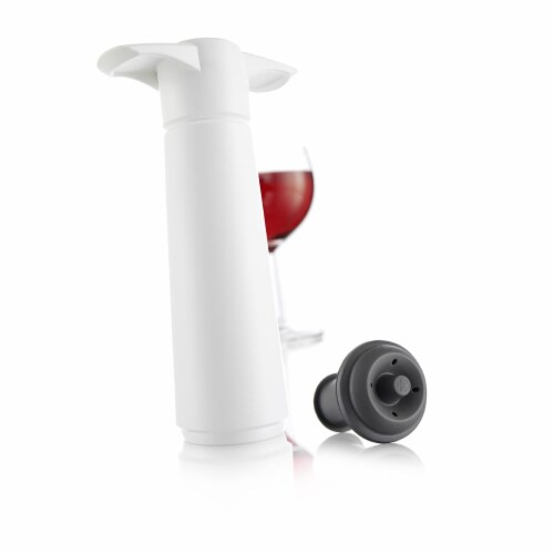 Wine Saver Blister, White - 1 Pump & 1 Stopper Perspective: front