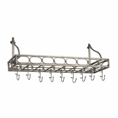 Bookshelf Pot Rack with 8 Hooks - Oiled Bronze Perspective: front