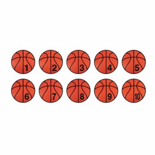 12 in. Numbered Poly Basketball Spots, Set of 10 Perspective: front