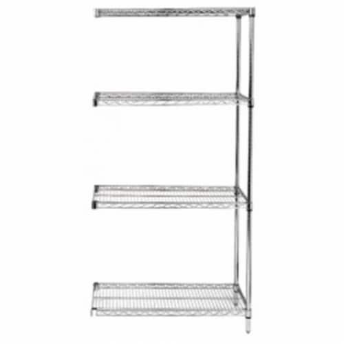 Wire Shelving Add On Unit With 4 Shelves Stainless Steel - 24 x 36 x 74 in. Perspective: front
