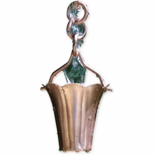 Fluted Cup Rain Chain Perspective: front