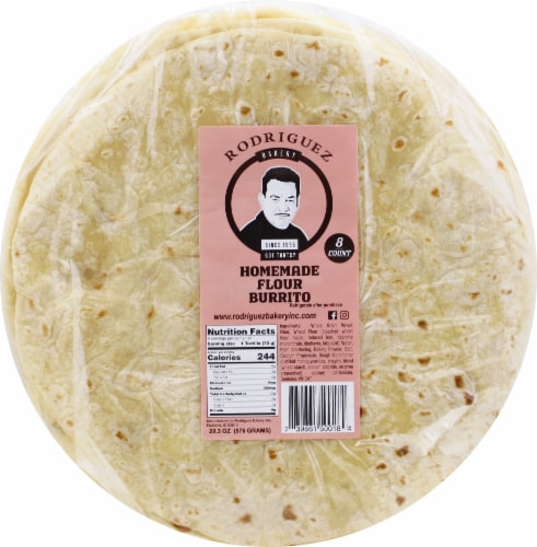 Rodriguez Bakery Burrito Size Homemade Flour Tortillas Perspective: front