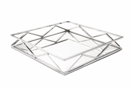 Square Mirror Tray with V-Design Perspective: front