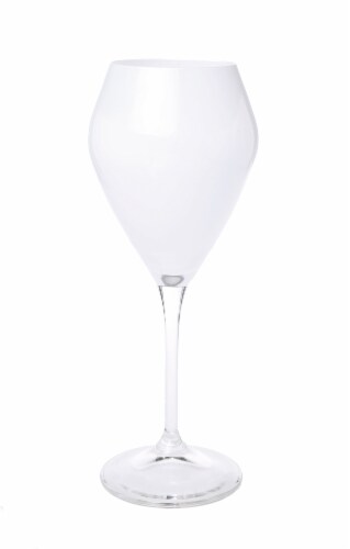 Set of 6 White V-Shaped Wine Glasses with Clear Stem Perspective: front