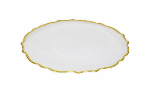 Alabaster White Dinner Plates with Gold Trim, Set of 4 Perspective: front