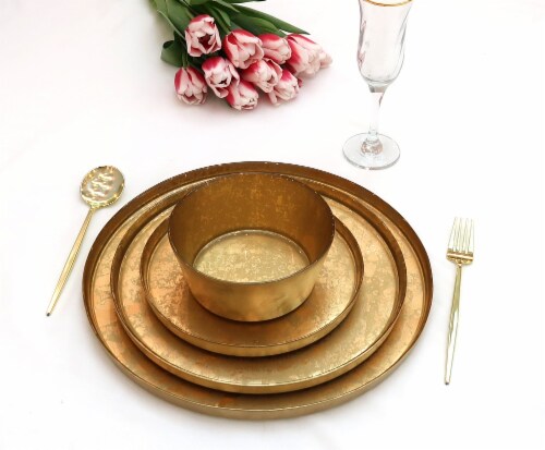 Set of 12 Dinnerware Set Shaded Gold Perspective: front