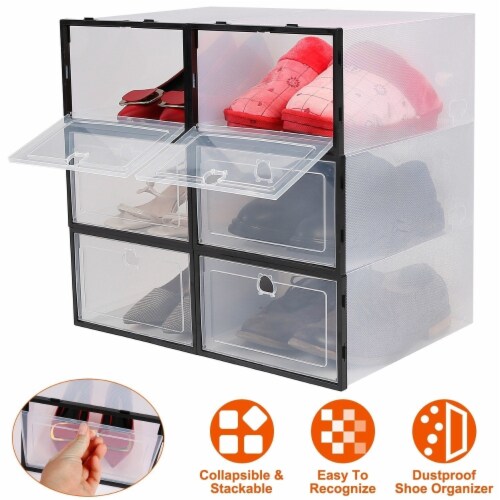 6Pcs Collapsible Shoe Box Stackable Shoe Storage Bin Transparent Dustproof  PP Shoe Organizer, 1 unit - Fry's Food Stores