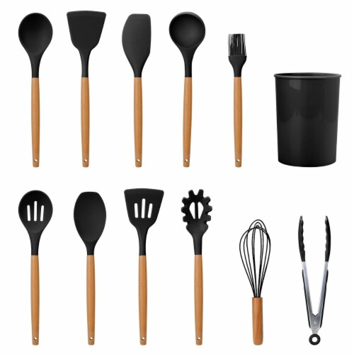 11PCS Cooking Utensil Set Silicone Kitchen Gadget Tools Heat