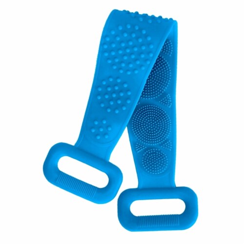 Silicond Back Scrubber Belt For Shower Exfoliating Foaming Body Wash Strap Brush Bristles Perspective: front