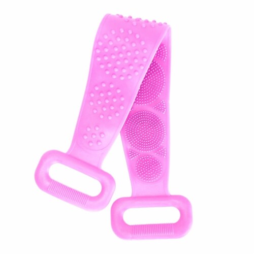 Silicond Back Scrubber Belt For Shower Exfoliating Foaming Body Wash Strap Brush Bristles Perspective: front