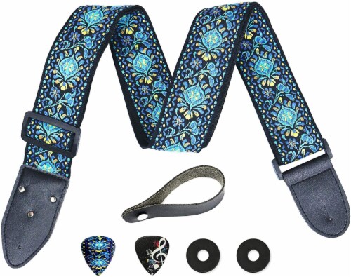  Guitar Strap For Acoustic Guitar , Electric Guitar and Bass  Guitar, Adjustable Multi Color Woven Guitar Strap W/ FREE BONUS 2 Picks +  Strap Locks + Strap Button. Gift Set For