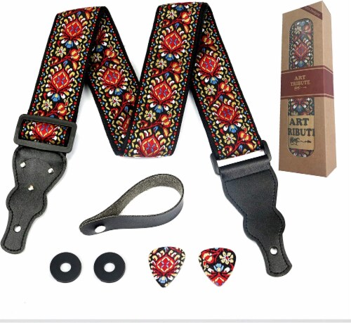 Guitar Strap for Acoustic Guitar , Electric Guitar and Bass Guitar, Adjustable Multi Color Woven Guitar Strap w/ Free Bonus 2 Picks + Strap Locks +