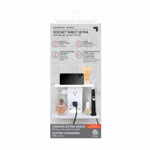 Sharper Image Socket Shelf Ultra 8-Port Surge Potector - White Perspective: front