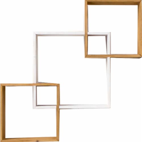 Patton Wood Square Shelf - Brown/White Perspective: front
