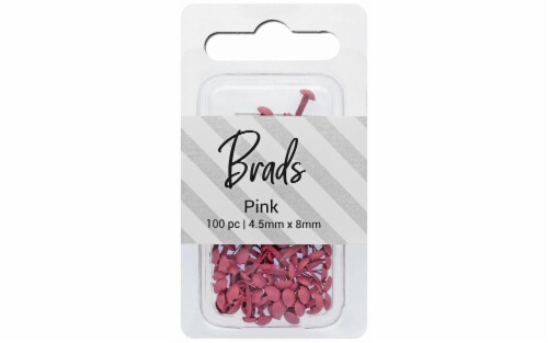 Brads 4.5mm x 8mm 100pc Solid Pink Perspective: front