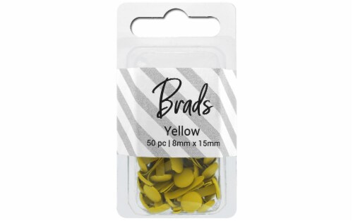 Brads 8mm x 15mm 50pc Solid Yellow Perspective: front