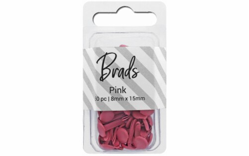Brads 8mm x 15mm 50pc Solid Pink Perspective: front