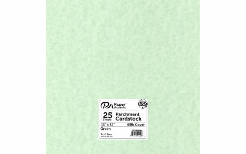Cdstk Parchment 12x12 65lb 25pc Pk Green Perspective: front