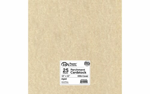Cdstk Parchment 12x12 65lb 25pc Pk Aged Perspective: front