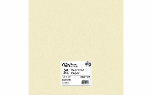 Paper Pearlized 12x12 80lb 25pcPk Cornsilk Perspective: front