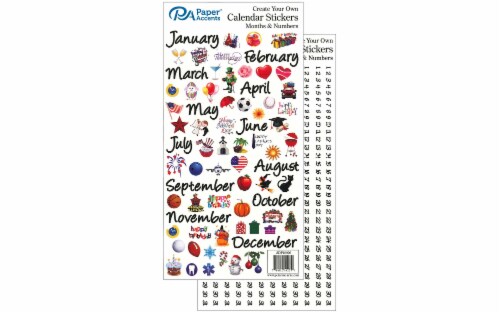 Calendar Sticker Month & Num Large Color Perspective: front