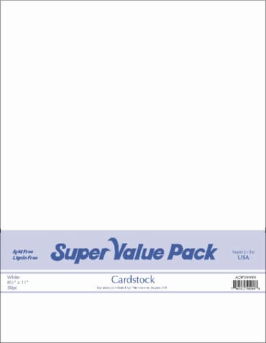 Paper Accents Super Value Pack Card Stock - 50 Count - White Perspective: front