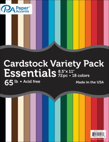 Variety Pack 8.5x11 72pc 65lb Essential Cardstock Perspective: front
