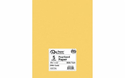Paper Pearlized 8.5x11 80lb 24kt Gold 5pc Perspective: front