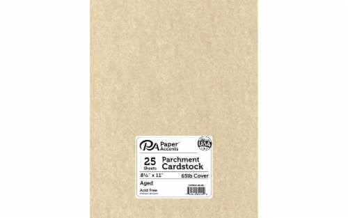 Cdstk Parchment 8.5x11 65lb 25pc Pk Aged Perspective: front