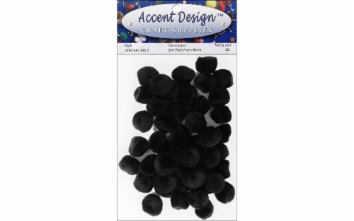 PA Ess Pom Pom 3/4" 45pc Blk Perspective: front
