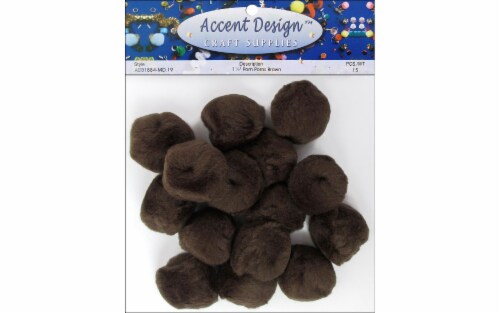 PA Ess Pom Pom 1.5  15pc Brown Perspective: front
