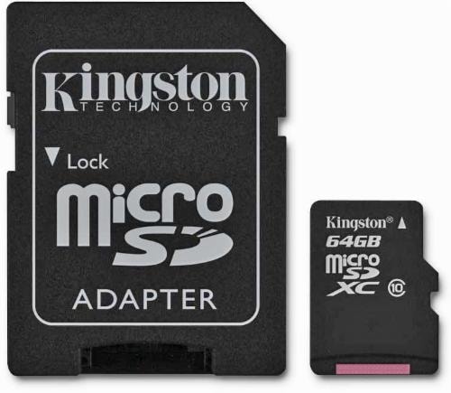 Kingston Class 10 UHS-1 MicroSD Memory Card with Adapter Perspective: front