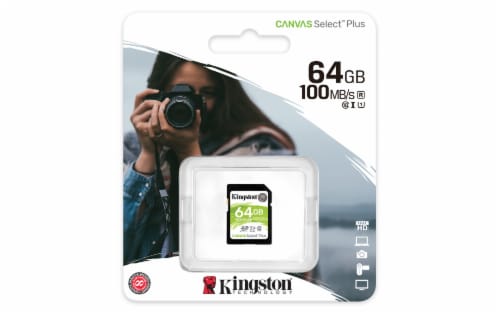 Kingston Canvas Select Plus 64GB SD Memory Card Perspective: front