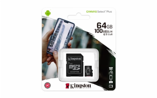 Kingston Canvas Select Plus 64GB Micro SD Memory Card Perspective: front