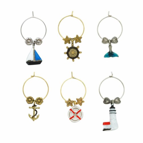 Supreme Housewares Wine Glass Charms, Ahoy! Perspective: front