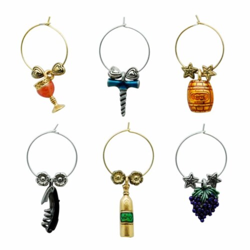 Supreme Housewares Wine Glass Charms, Grapevine Perspective: front
