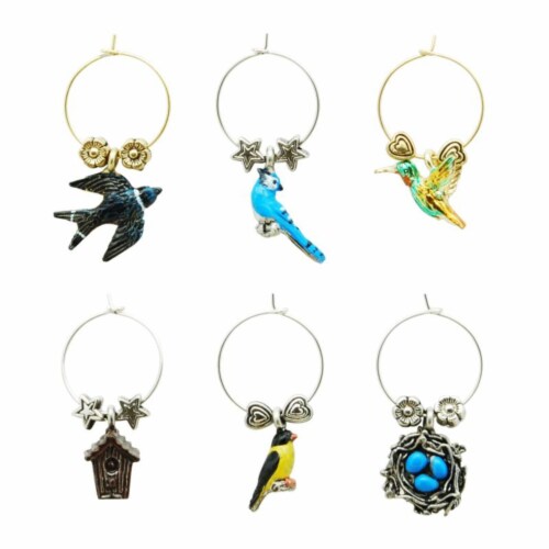 Supreme Housewares Wine Glass Charms, For The Birds Perspective: front