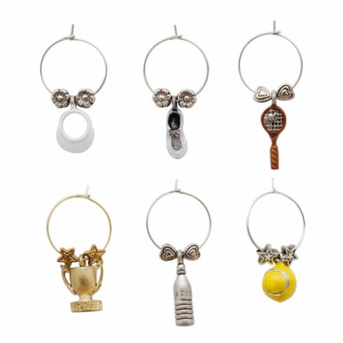 Supreme Housewares Wine Glass Charms, Tennis Ace Perspective: front