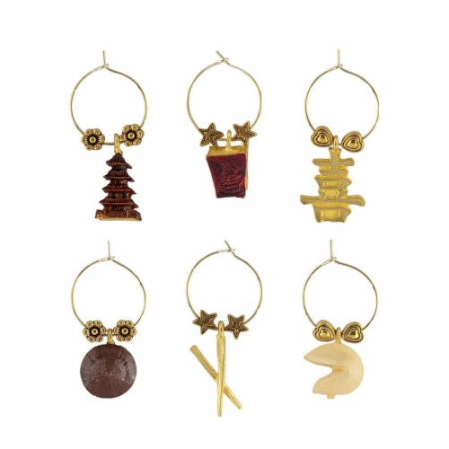 Supreme Housewares Wine Glass Charms, Fortune Cookies Perspective: front
