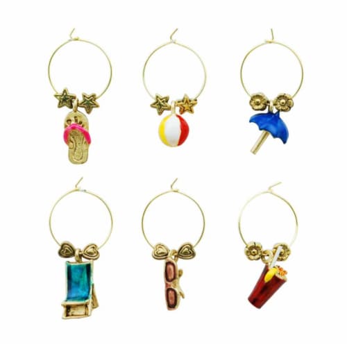 Supreme Housewares Wine Glass Charms, On The Beach Perspective: front