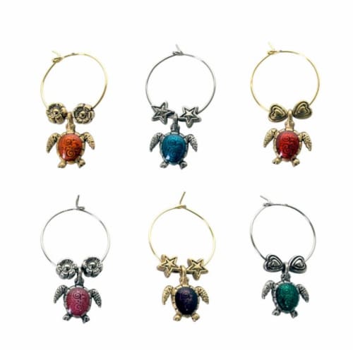 Supreme Housewares Wine Glass Charms, Sea Turtles Perspective: front