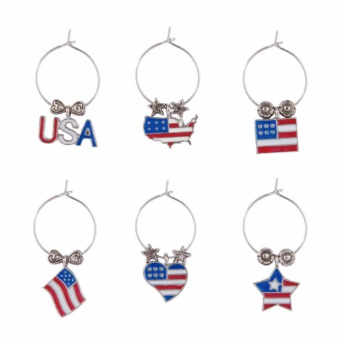 Supreme Housewares Wine Glass Charms, Go USA Perspective: front