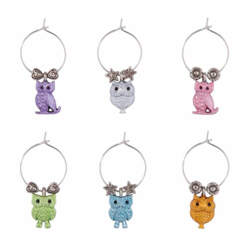 Supreme Housewares Wine Glass Charms, What a Hoot Perspective: front