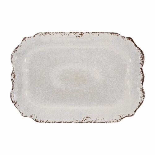 Supreme Housewares Crackle 20" Rectangular Tray, Cream Perspective: front